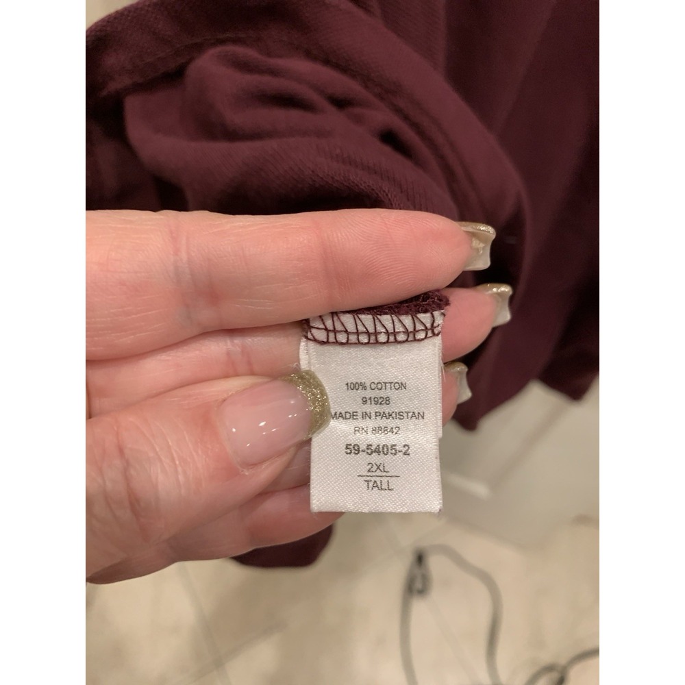 King size Short-sleeve‎ Polo Shirt Sz 2XLT Burgundy - Picture 4 of 5